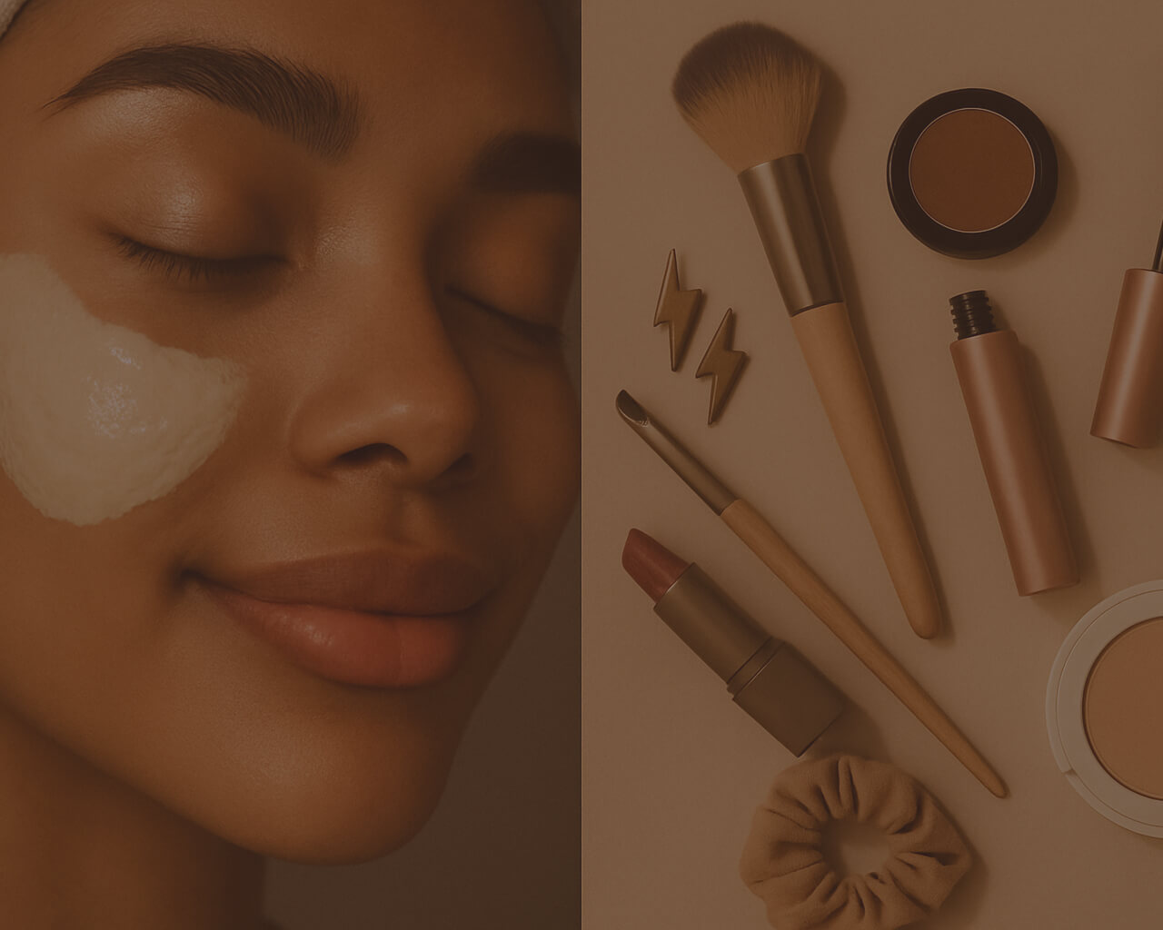 Beauty products and makeup application